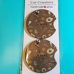 Pretty Western Horse Car Truck Cup Holder Car Coasters